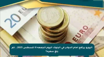اليورو يرتفع أمام الدولار في البنوك اليوم الجمعة 8 أغسطس 2025.. كم بلغ سعره؟